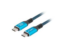 Cable USB4 Lanberg CA-CMCM-45CU-0010-BK 1m 40Gbps 240W Trenzado Algodón USB-C a USB-C Negro/Azul