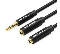 Cable Vention BBWBY Jack 3.5 Macho a 2x Jack 3.5 Hembra 30cm Negro chapado en oro