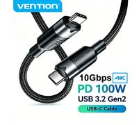 Vention-Cable de carga USB tipo C para móvil, Cargador rápido 3,0, para Xiaomi 11T Pro, Huawei, Samsung S21, 3A USB 3.2 Gen 2 Black