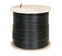 Cable vertical Cat6, UTP, chaqueta UV, exterior, CMX, Messenger, 304.8 m, negro, cable Ethernet a granel, carrete de madera