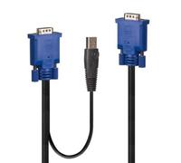 Cable VGA Lindy 32186 2m Negro Azul USB 15 Way HD Macho a Macho PVC