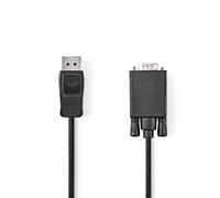 Cable VGA Nedis, Conector DisplayPort | Conector VGA | Niquelado | Resolución máxima: 1080p | 2,00 m | Redondo | PVC | Negro | Etiqueta