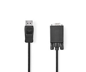 Cable VGA Nedis, Conector DisplayPort | Conector VGA | Niquelado | Resolución máxima: 1080p | 2,00 m | Redondo | PVC | Negro | Etiqueta