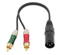 Cable XLR a doble macho, cable divisor para micrófono estéreo, cable con conector XLR a DC de 3,5 mm y conectores chapados en oro, compatible con DVD, VCD, TV, mezclador y (Carón macho/2RCA 1m)