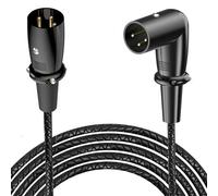 Cable XLR de 3 pines de 90 grados, adaptador de cable de extensión de micrófono XL R en ángulo recto, conector extensor de 3 pines XLR macho a macho recto para altavoz, DMX, amplificador, cámara