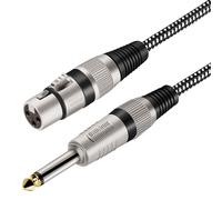 Cable XLR hembra a TS de 1/4 de pulgada, 20 pies, trenzado de nailon, XLR hembra de 3 pines a TS macho de 6,35 mm, cable de interconexi n no bala