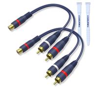 cable YIMATEECO Adaptador RCA 1 Hembra 2 Macho, Cinch 1 Hembra a 2 Macho, para Subwoofer Activo y Altavoces Coche (2 Piezas, Azul)