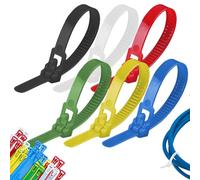 Cable Zipper Ties - 100pcs Cable Tie Rope, Releasable Zip Ties, Self-Locking Zip Tie | Nylon Cables & Wire Management, Colorful Zipper Fastening Loop, Handy Solution For Indoor And Outdoor