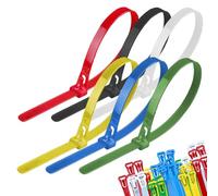 Cable Zipper Ties - 100pcs Cable Tie Rope, Releasable Zip Ties, Self-Locking Zip Tie | Nylon Cables & Wire Management, Colorful Zipper Fastening Loop, Handy Solution For Indoor And Outdoor