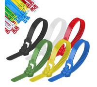 Cable Zipper Ties - 100pcs Cable Tie Rope, Releasable Zip Ties, Self-Locking Zip Tie | Nylon Cables & Wire Management, Colorful Zipper Fastening Loop, Handy Solution For Indoor And Outdoor
