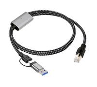 cablecc 1000 Mbps Combo USB Tipo A y Tipo C USB-C a Ethernet Cable RJ45 Cable macho Conexión directa a red LAN Gigabit