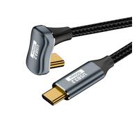Cablecc 10Gbps 100W USB-C USB 3.1 Tipo C Cable de datos de extensión macho a macho Opuesto en forma de U en ángulo posterior con funda 100CM