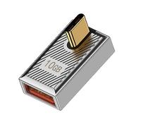 cablecc 10Gbps Data 120W Power USB-C USB 3.1 Tipo C a USB 3.0 A Tipo OTG macho a hembra Perfil bajo 90 grados Adaptador en ángulo de aleación Shell Mecha Cyberpunk Style