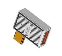 cablecc 10Gbps Datos 120W Potencia USB-C USB 3.1 Tipo C a USB 3.0 A Tipo OTG Adaptador de ángulo recto de 90 grados Carcasa de aleación Mecha Estilo Cyberpunk