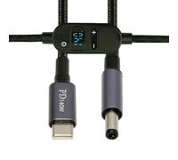 cablecc 140 W Entrada USB-C a DC 5,5 * 2,5 mm Salida con pantalla LED inteligente 20 V 15 V 12 V 9 V 5 V Potencia 100 W 65 W Cable de carga PD para portátil 1,5 m