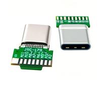 cablecc 2 piezas/lote OEM DIY Soldadura Tipo USB-C USB 3.1 Tipo-C Macho y Hembra Conector de Enchufe con PCB
