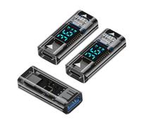 cablecc 3 unidades USB-C tipo C a USB tipo A con pantalla LED inteligente hembra a hembra de datos de voltaje de corriente de datos adaptador de carga rápida monitor probador detector