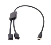 Cablecc 30cm Tipo-C a Dual Puertos USB-C Hembra Hub Cable para Laptop PC & Mouse & Flash Disk