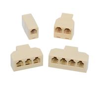 cablecc 4 adaptadores divisores de teléfono 6P4C RJ11 RJ12 (1 entrada y 2 salidas de 1 a 3 salidas de 1 a 4 vías) sin cable
