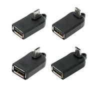 cablecc 4 adaptadores OTG USB a mini USB, mini USB macho a USB 2.0 hembra, adaptador en ángulo de 90 grados para teclado/ratón/controlador de juegos/divisor/unidad flash