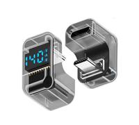 cablecc 40Gbps 140W USB 4.0 Type-C Smart LED Display USB-C macho a hembra, adaptador de extensión opuesto en forma de U en ángulo posterior, monitoreo de voltaje de corriente