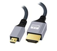 cablecc 4K 60 Hz HDMI 2.0 conector macho a conector micro HDMI tipo D, cable con funda, conector recto para HDTV, ordenador, monitor de portátil, 200 cm