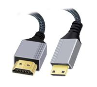 cablecc 4K 60Hz HDMI 2.0 macho a Mini HDMI Tipo-C macho Cable con manga recto macho para HDTV, ordenador, monitor de portátil 30 cm