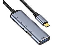 cablecc Adaptador convertidor multipuerto USB-C tipo C a audio 3.5MM con doble USB 3.0 HUB y puerto de alimentación PD de 100W hembra