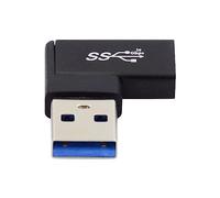 cablecc Adaptador de carga de datos USB-C tipo C a macho USB 3.0 hembra de 90 grados plano horizontal en ángulo izquierdo para computadora portátil de escritorio