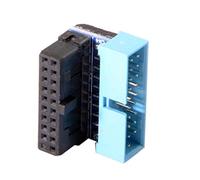 cablecc Adaptador de extensión USB 3.0 de 20 pines macho a hembra, ángulo de 90 grados, para placa base (ángulo hacia abajo)