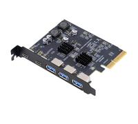 Cablecc Adaptador de tarjeta USB 3.0 tipo A de tres puertos y adaptador de tarjeta USB 3.1 tipo C dual USB-C a PCI-E Express ASM3142 VL822