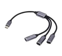cablecc Adaptador USB-C a concentrador USB C hembra de 3 puertos alimentación por bus para computadora portátil y de escritorio. Conecta un mouse, un teclado y una unidad flash.