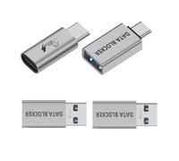 cablecc - Bloqueador de datos USB (4 unidades, macho a hembra, tipo A a USB-C, solo para carga de energía) Elimina los riesgos de datos durante la carga Protección antipiratería