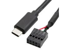 cablecc Cabezal de placa base USB 2.0 de 9 pines de 10 pines a cable USB-C tipo C para cámara de panel de sensor de monitor mini 50 cm
