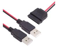 cablecc Cable de alimentación dual USB 2.0 DC 5V a SATA de 15 pines para controlador de disco SSD SATA HDD de 2.5 pulgadas, 5 V 2 A máx