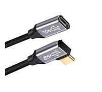 cablecc Cable de datos de extensión USB-C USB 3.1 tipo C macho a hembra en ángulo izquierdo y derecho 10 Gbps 100 W con funda para portátil de 50 cm