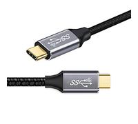 cablecc Cable de datos USB 3.1 tipo C tipo C macho a macho, 10 Gbps, 100 W, cable de datos con chip E-marker para portátil y teléfono 200 cm