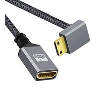 cablecc Cable de extensión 4K tipo C 90 grados en ángulo hacia abajo Mini HDMI 1.4 macho a HDMI hembra para cámara DV MP4 DC portátil