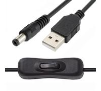 cablecc Cable de extensión con interruptor de encendido y apagado USB 2.0, tipo A a enchufe CC de 5,5 x 2,1 mm con botón de interruptor para lámpara de escritorio de CC de 5 V, ventilador y cámara