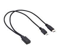 cablecc Cable de extensión de 32 AWG USB-C hembra a USB 3.1 USB-C tipo C y micro USB macho divisor de carga