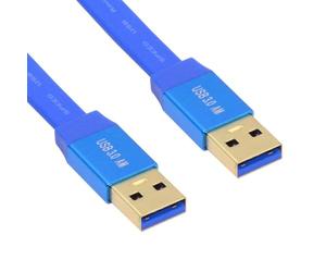 cablecc - Cable de extensión ultraplano y delgado de 5 Gbps USB 3.0 tipo A macho a USB 3.0 tipo A macho, azul, para disco SSD, cámara, datos, 30 cm