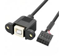 cablecc Cable de extensión USB 2.0 de 9 pines y 10 pines para placa base USB estándar tipo B hembra con tuercas para montaje en panel
