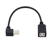 cablecc Cable de extensión USB 2.0 tipo B macho a hembra de 90 grados en ángulo izquierdo para impresora, escáner, disco, 20 cm