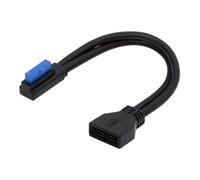cablecc Cable de extensión USB 3.0 de 5 Gbps de 20 pines y 19 pines macho de perfil bajo en ángulo izquierdo a hembra, 90 grados para placa base