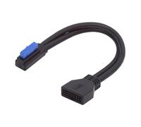 cablecc Cable de extensión USB 3.0 de 5 Gbps de 20 pines y 19 pines macho de perfil bajo en ángulo recto a hembra de 90 grados para placa base