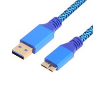 cablecc Cable de extensión USB 3.0 tipo A macho a USB 3.0 Micro-B macho de 5 Gbps para disco SSD, datos de cámara, azul, 30 cm