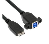cablecc Cable de extensión USB 3.0 tipo B hembra a USB 3.0 Micro-B macho de 5 Gbps para datos de cámara SSD de 30 cm