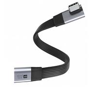 cablecc Cable de extensión USB 5.0 plano delgado FPC 240W 80Gbps 20cm macho a hembra de perfil bajo en ángulo de 90 grados 16K 8K 60Hz 5K compatible con USB 4.0 Thunderbolt3/4/5 de 40 Gbps