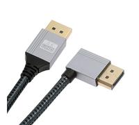 cablecc Cable DisplayPort DP a DP Ultra HD UHD 4K 60Hz 32.4Gbps de alta velocidad en ángulo izquierdo, funda plateada 2.0M