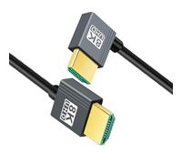 cablecc Cable HDMI 2.1, HDMI macho a macho, 90 grados, ángulo izquierdo, 8K @60Hz, 4K a 120Hz, 48Gbps, ultra alta velocidad, flexible, cable chapado en oro de 1.0 m para TV, monitor, computadora